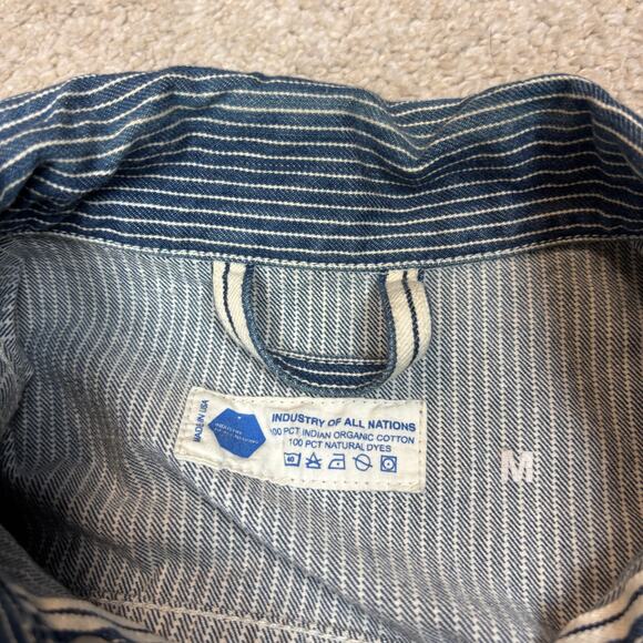 Industry of All Nations Indigo Hickory Stripe Selvedge Denim Jacket IOAN Medium - Picture 7 of 10